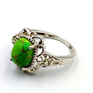 STS Chuck Clemency Sterling Silver 925 Green Turquoise Peridot Ring Sz 7
